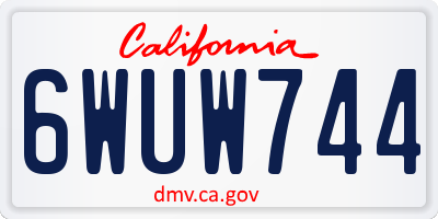 CA license plate 6WUW744