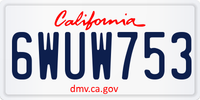 CA license plate 6WUW753