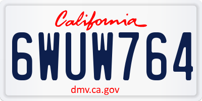 CA license plate 6WUW764