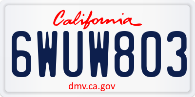 CA license plate 6WUW803