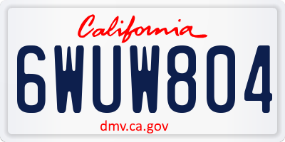 CA license plate 6WUW804