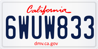 CA license plate 6WUW833
