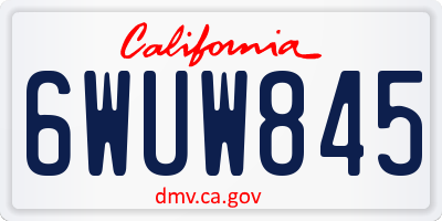 CA license plate 6WUW845