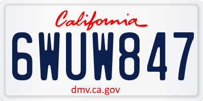 CA license plate 6WUW847