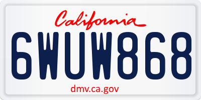 CA license plate 6WUW868