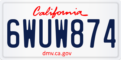 CA license plate 6WUW874