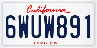 CA license plate 6WUW891