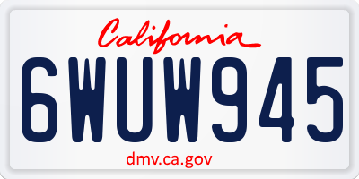CA license plate 6WUW945