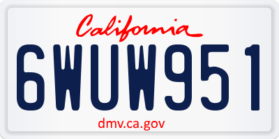 CA license plate 6WUW951