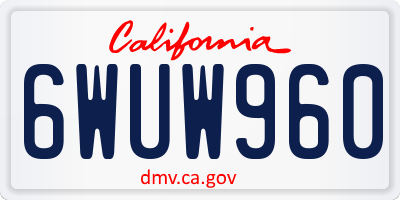 CA license plate 6WUW960