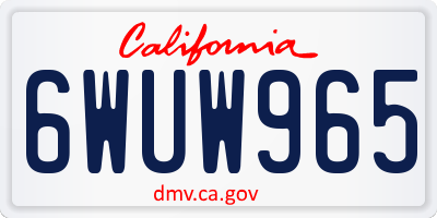 CA license plate 6WUW965