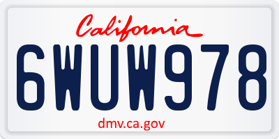 CA license plate 6WUW978