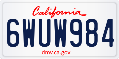 CA license plate 6WUW984