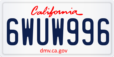 CA license plate 6WUW996