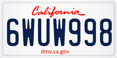CA license plate 6WUW998