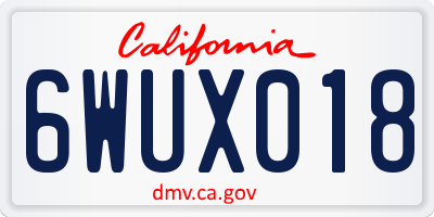 CA license plate 6WUX018