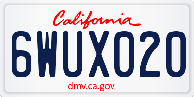 CA license plate 6WUX020