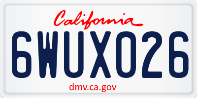 CA license plate 6WUX026