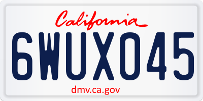CA license plate 6WUX045