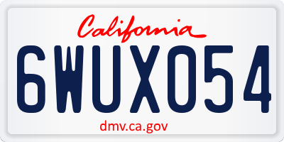 CA license plate 6WUX054