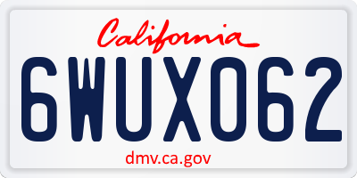 CA license plate 6WUX062