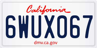 CA license plate 6WUX067