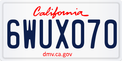 CA license plate 6WUX070