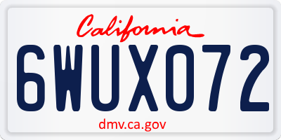 CA license plate 6WUX072