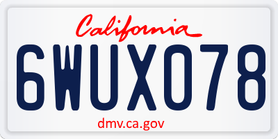 CA license plate 6WUX078