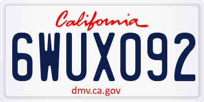 CA license plate 6WUX092