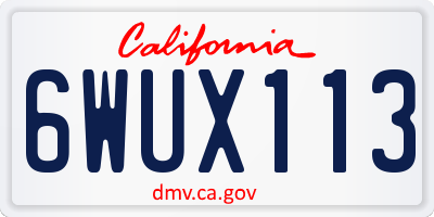 CA license plate 6WUX113