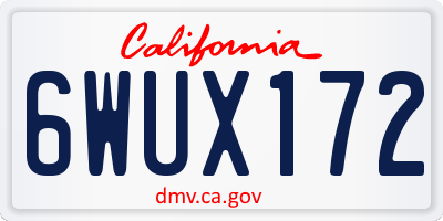 CA license plate 6WUX172