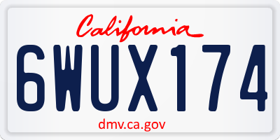 CA license plate 6WUX174