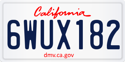 CA license plate 6WUX182