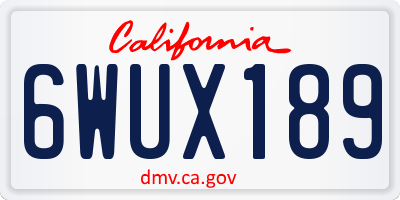 CA license plate 6WUX189