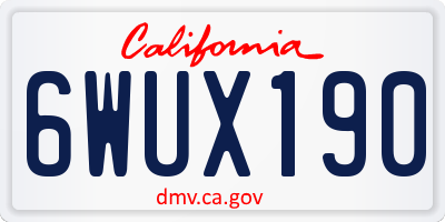 CA license plate 6WUX190