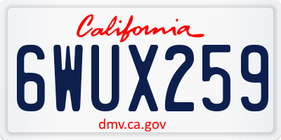 CA license plate 6WUX259