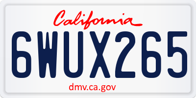 CA license plate 6WUX265