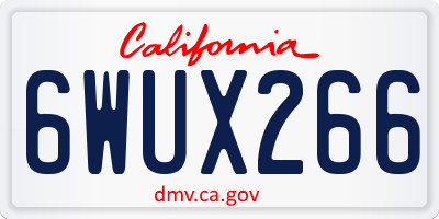 CA license plate 6WUX266