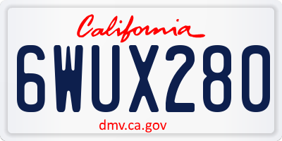 CA license plate 6WUX280