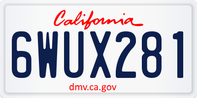 CA license plate 6WUX281