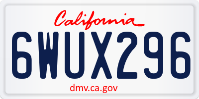 CA license plate 6WUX296