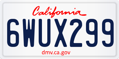 CA license plate 6WUX299