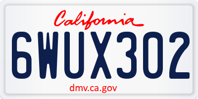 CA license plate 6WUX302