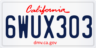 CA license plate 6WUX303