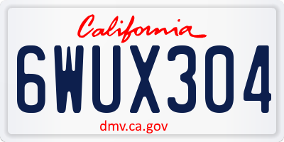 CA license plate 6WUX304