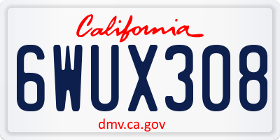CA license plate 6WUX308