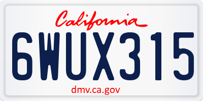 CA license plate 6WUX315