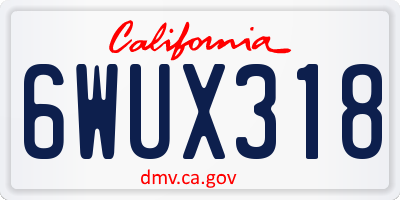 CA license plate 6WUX318