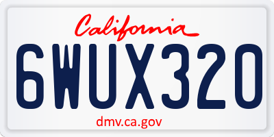 CA license plate 6WUX320